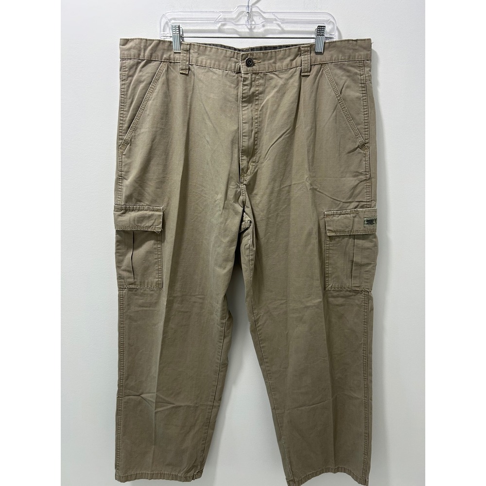 Wrangler Authentics Mens Khaki Ripstop Cargo Pants Straight Leg Tan 40x29
